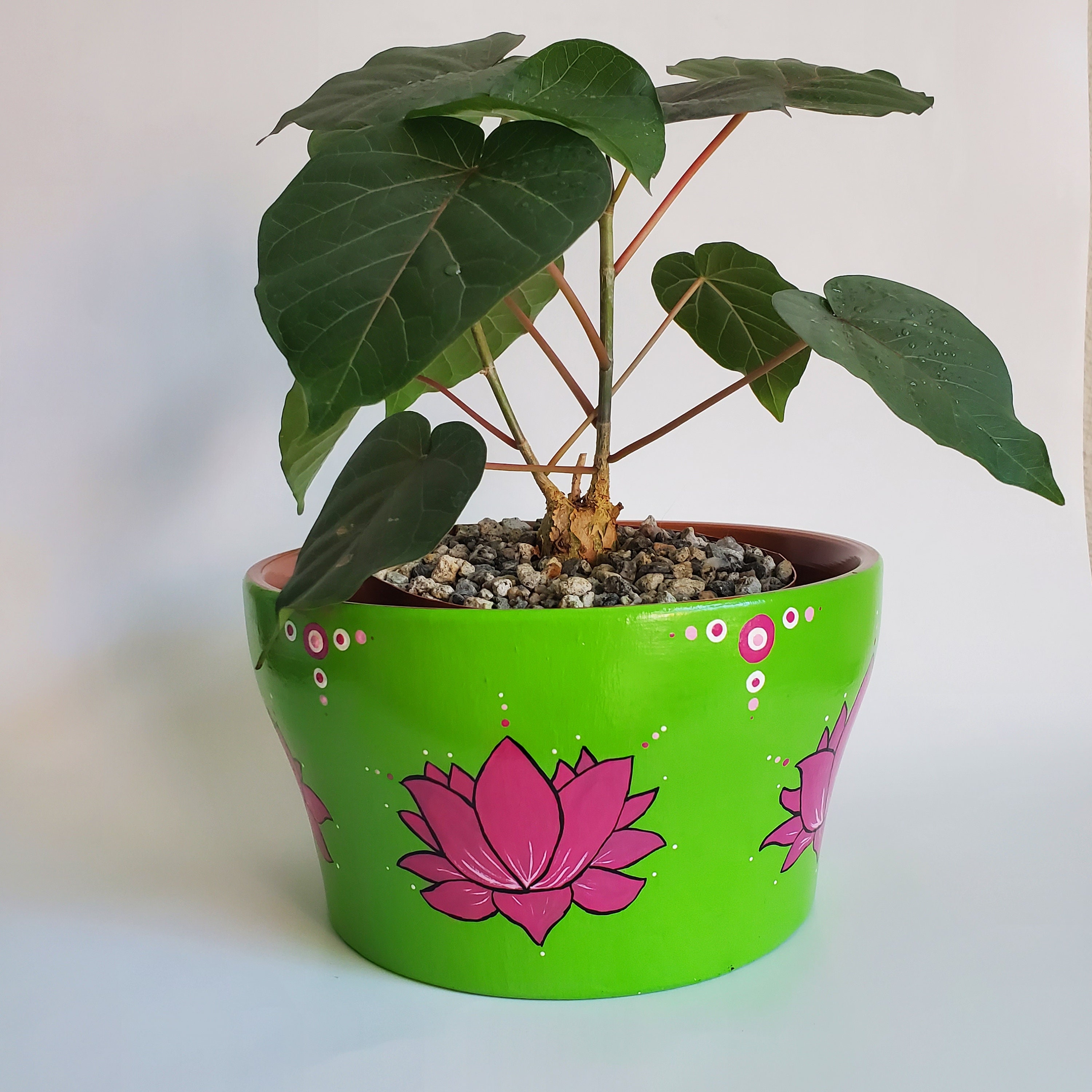 Large Lotus Flower Planter Flower Pot 8.5 Hand Painted Etsy