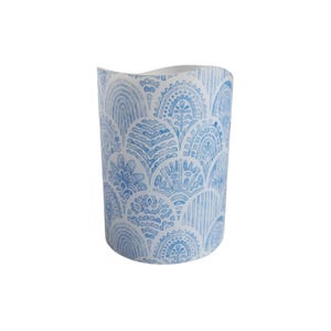 Blue and White Abstract Design LED Flameless Wax Pillar Candle