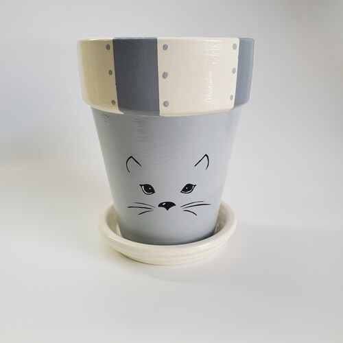Kitty Cat Face Flower Pot Planter 4.5 Inch