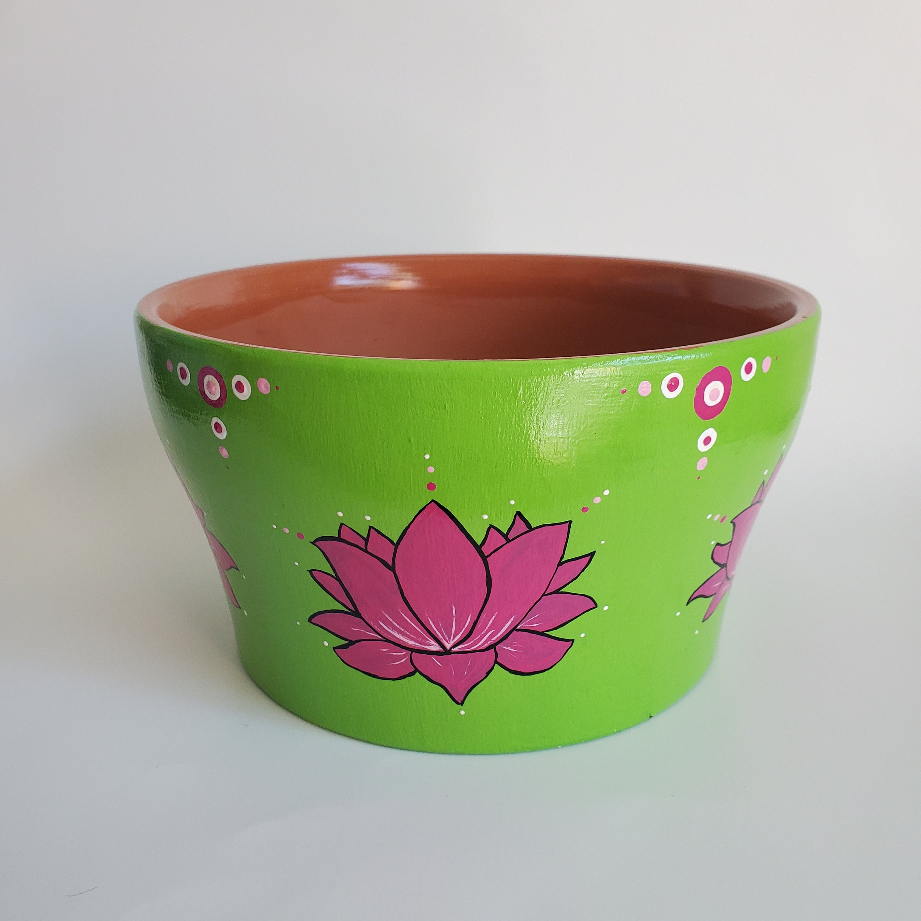 Large Lotus Flower Planter Flower Pot 8.5 Hand Painted Etsy