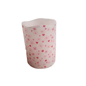 Romantic Pink and White Valentines Day LED Flameless Wax Pillar Candle