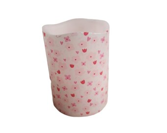 Romantic Pink and White Valentines Day LED Flameless Wax Pillar Candle