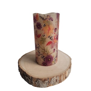 Boho Floral Candle LED Flameless Wax Pillar Candle