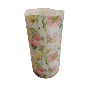 Romantic Floral LED Flameless Wax Pillar Candle