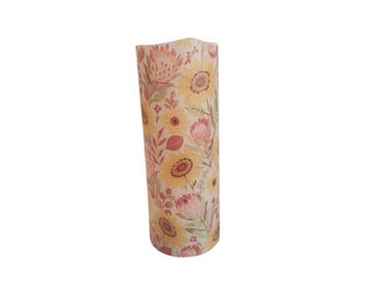 Sunflower and Protea Garden LED Flameless Wax Pillar Candle