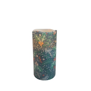 Christmas Holly Berry LED Flameless Wax Pillar Candle