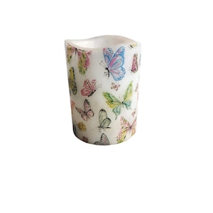 Pretty Butterfly LED Flameless Wax Pillar Candle