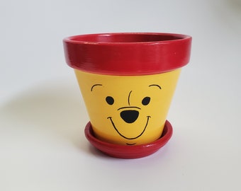 Hand Painted Winnie the Pooh Face Flower Pot Multiple Sizes