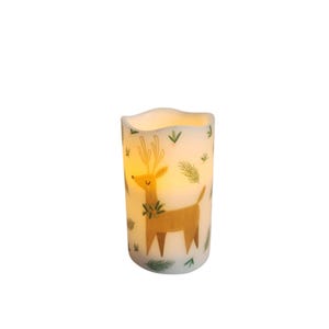 Christmas Reindeer LED Flameless Wax Pillar Candle
