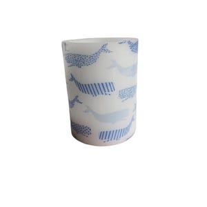 Blue Whales Floral LED Flameless Wax Pillar Candle
