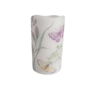 Butterflies and Wildflowers  LED Flameless Wax Pillar Candle