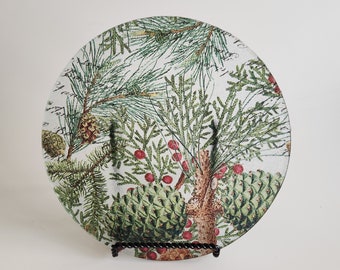 8 inch Round Christmas Glass Vanity Tray