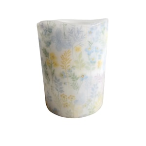 Romantic Muted Floral LED Flameless Wax Pillar Candle