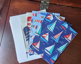 Lot de 6 cartes de correspondance vierges nautiques