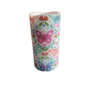 Colorful Butterfly LED Flameless Wax Pillar Candle