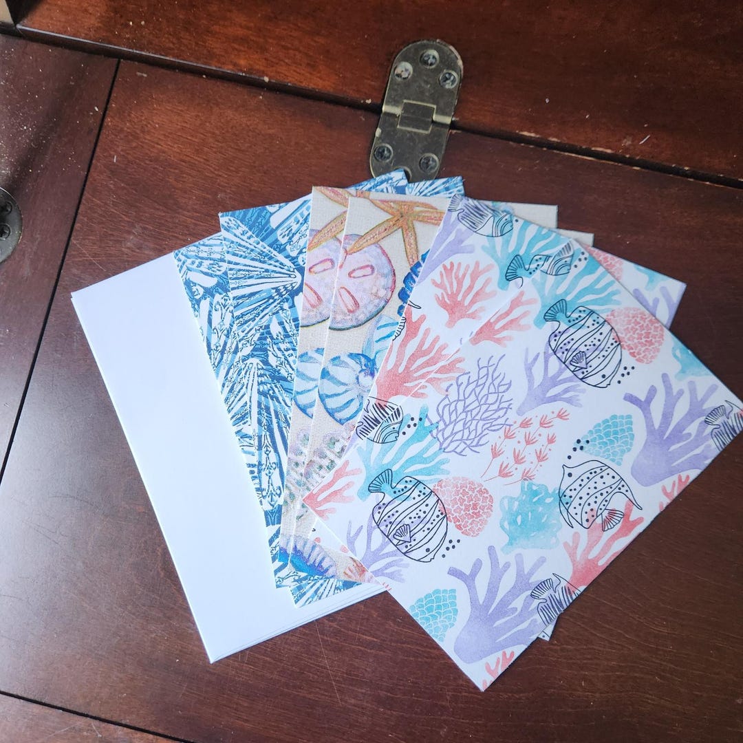 Ocean Life Blank Greeting Card Note Card Set of 6 - Etsy