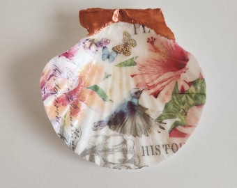 Hummingbird Scallop Shell Trinket Dish Ring Dish