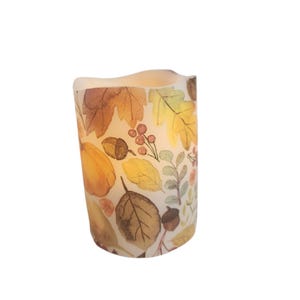 Fall Thanksgiving Decor LED Flameless Wax Pillar Candle