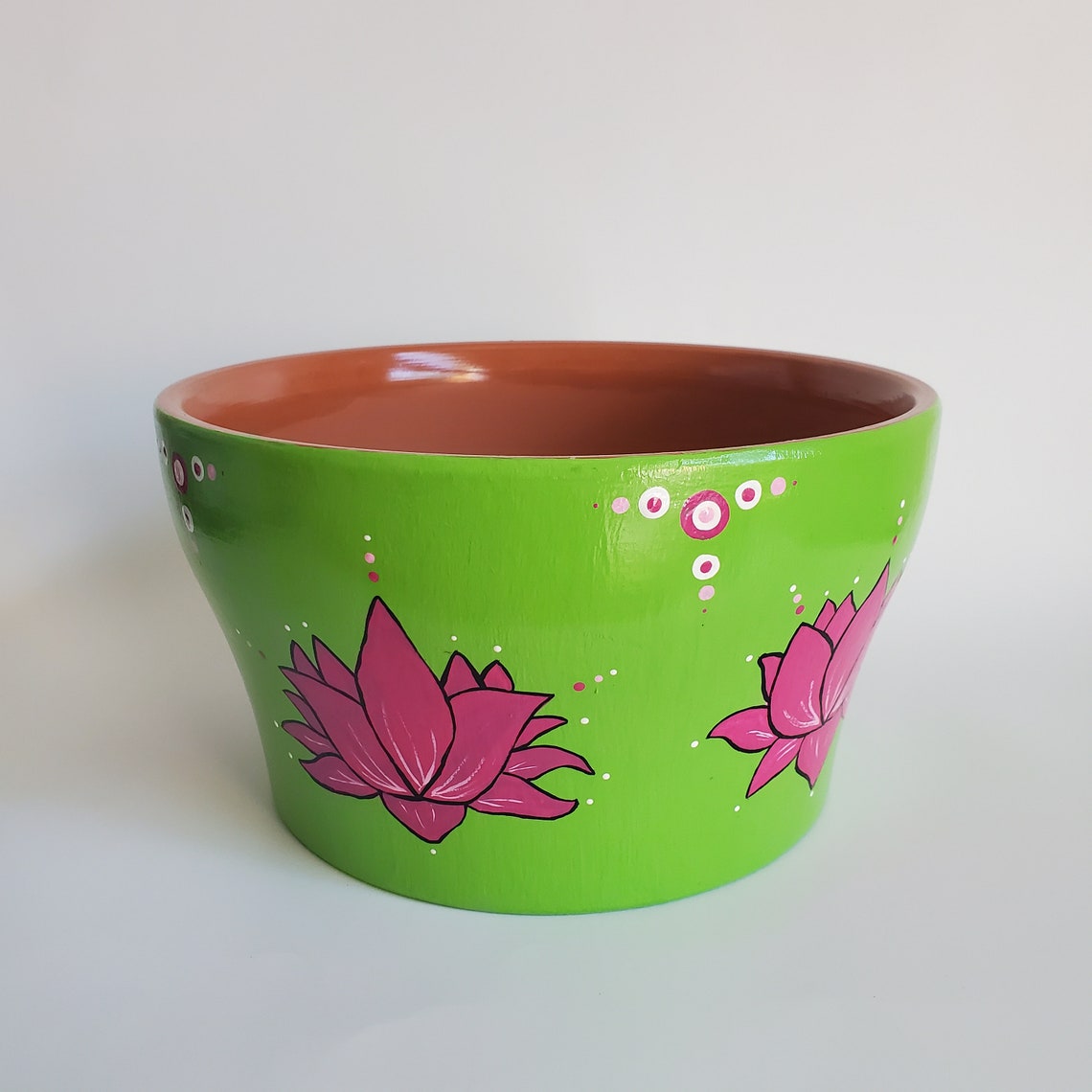 Large Lotus Flower Planter Flower Pot 8.5 Hand Painted Etsy