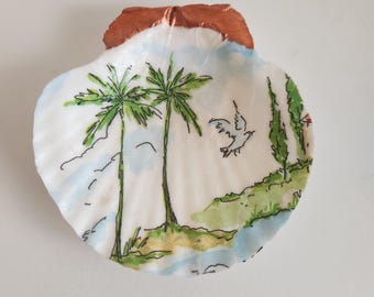 Island Paradise Scallop Shell Trinket Dish Ring Dish