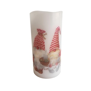 Christmas Gnome LED Flameless Wax Pillar Candle