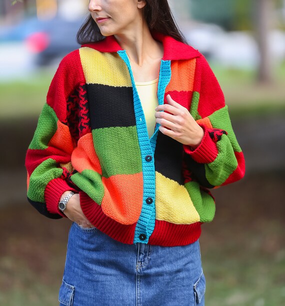 Harry Styles Sweater-colorful Harry Styles Cardigan-inspired - Etsy Israel