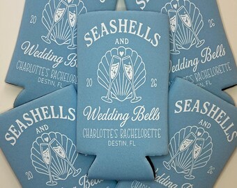 Seashells and Wedding Bells Can Cooler | Bachelorette Can Cooler | Bachelorette Trip | Seashells and Wedding Bells | Custom Can Cooler