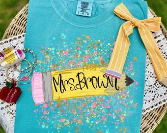 Splatter Customized Teacher | Teacher T-Shirt | Graphic Tee | Trendy Shirt | Everyday Wear | Comfort Colors | Comfort Color Shirts