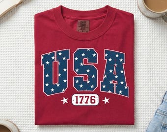 Basic USA T Shirt | Graphic Tee | Patriotic Tee | 4th of July | Comfort Colors | Comfort Color 4th of July Shirt | Basic 4th of July Shirt