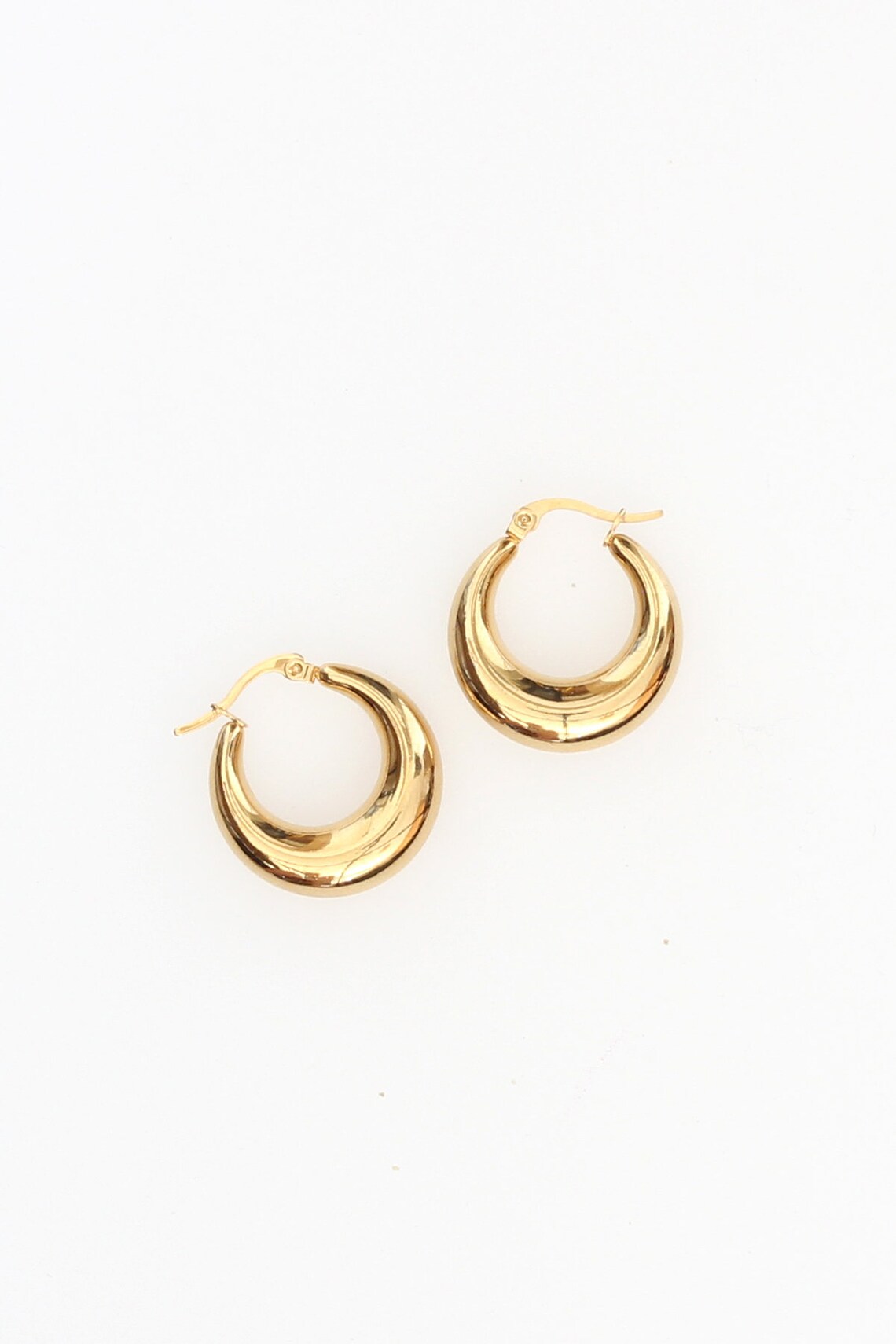 24K Puffed Gold Hoop Earring Rounded Hoop Earring Gold Hoop | Etsy