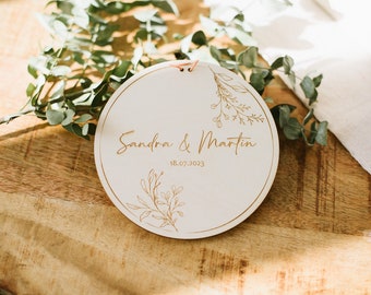 Round wooden sign Wedding 'Flora'