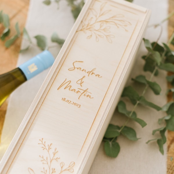 Wine box with sliding lid 'Flora'