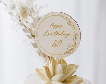 Cake Topper 'Lilie' Joyeux anniversaire + nombre de bois | Anniversaire | Gâteau | Le gâteau | Décoration | Cake Topper | Bois