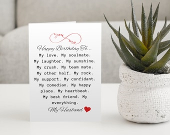 Husband Birthday Card For Husband | Printable Birthday Card | Card For Him | Print At Home | Anniversary Card For Husband | Birthday Gift