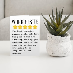 Téléchargement numérique | Cadeau d'adieu | carte collègue de travail | Carte Bestie au travail | Carte de téléchargement imprimable | Carte de voeux 5 X 7 | Impression à la maison