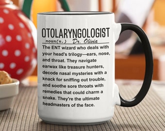 Gift for ent doctor, Otolaryngology gift, Otolaryngologist mug, Thank you gift, Personalized gift, Ear nose and throat