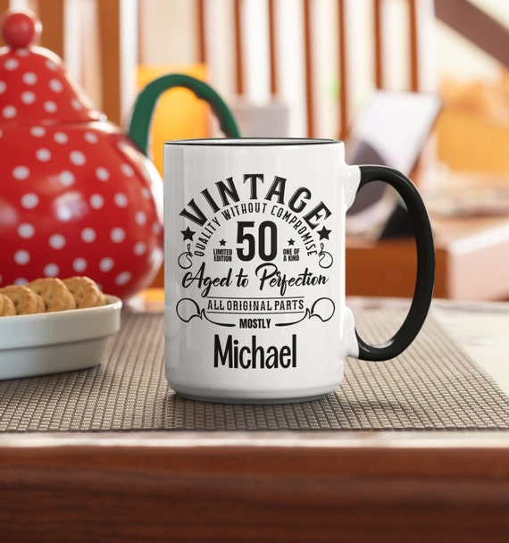 Personalized 50th Birthday Mug | Two-tone Accent Coffee Mug - Etsy