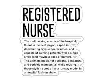 Registered Nurse Vinyl Sticker: ER Nurse, Medical Decal