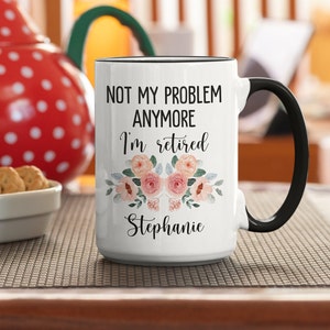 Funny Retirement Mug For Women: Floral Coffee Cup Gift