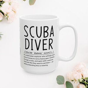 Scuba Diver Ceramic Mug, Personalized Gift for Divers, Unique Coffee Cup, Nautical Decor, Underwater Enthusiast