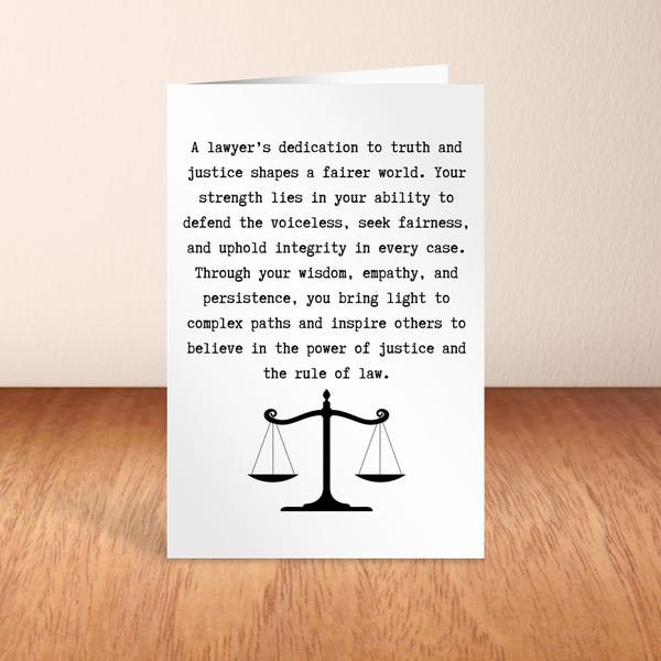 Lawyer Appreciation Greeting Card, Funny Thank You Card for Attorneys, Legal Professionals, or Law School Graduates