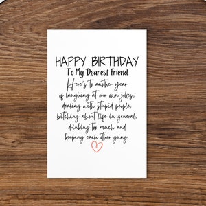 Personalized Birthday Card, Best Friend Birthday Card, Birthday Card, Card for her, Custom Birthday Card, Best Friend Print