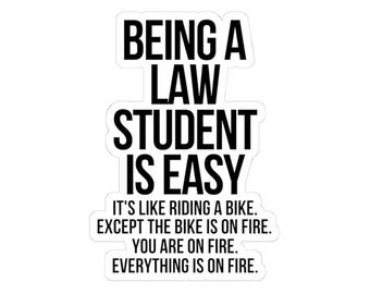 Funny Law Student Vinyl Sticker: 'Bike on Fire' Legal Humor