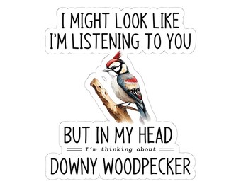Woodpecker sticker, Bird lover gift, red head bird, vinyl bird decal, forest bird art, cute bird sticker