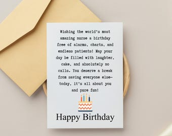 Funny Nurse Birthday Card, Healthcare Gift