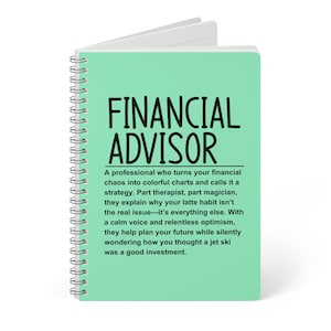 Cuaderno de espiral para asesor financiero: cuaderno A5 para planificación, objetivos financieros, ideas de negocio, regalo para asesores, notas diarias y presupuestos.