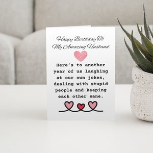 Carte d'anniversaire de mari pour mari | Carte d'anniversaire imprimable | carte postale pour lui | Impression à la maison | Carte d'anniversaire pour mari | Cadeau d'anniversaire