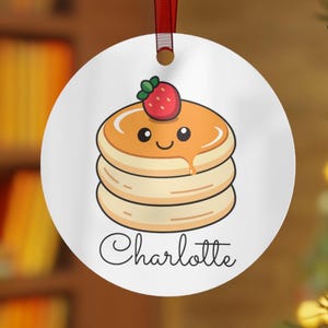 Personalized Pancake Ornament, Custom Name Breakfast Lover Gift Metal ornament
