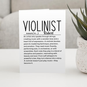 Violinist card, Violin card gift, Custom violin card, Music teacher card
