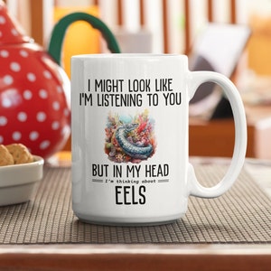 I Love Eels Mug | Cute Eel Gift Mug | Cute Eel Gift Idea | White Glossy Mug | Moray Coffee Cup | Eel Coffee Mug 15oz